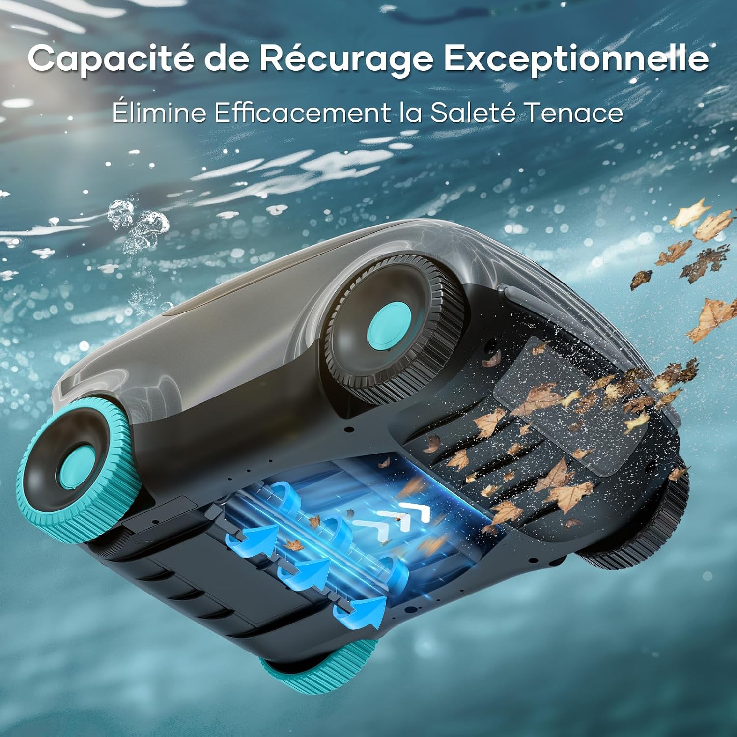 Robot de Piscine sans Fil, Nettoyeur Automatique de Piscine avec Filtration avancée des Particules, 100 à 130 Minutes d'autonomie, Technologie de stationnement Automatique, idéal pour Les Scuba E1