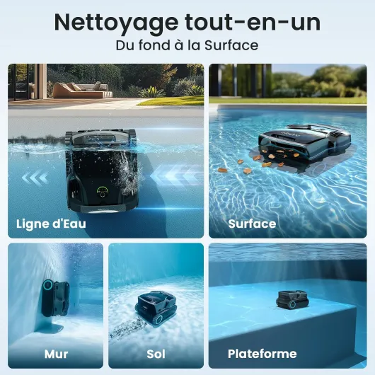 Scuba X1 Pro Max Robot Piscine Premium avec Écumeur de Surface, Cartographie Intelligente, Aspiration 32,000LPH, Filtration Ultra-Fine 3μm, Nettoyeur Piscine Enterrée Jusqu’à 300m² Noir