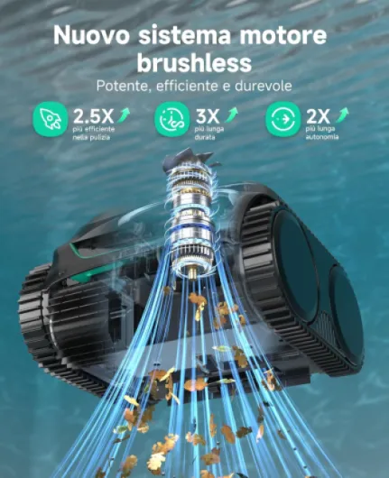 C2 Robot Piscine sans Fil, 3 Moteurs, 180 Min, 150 m², App Vert Noir Argent