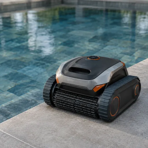 Piscine carrelage Bali : bien choisir son robot pour un bassin effet pierre balinaise