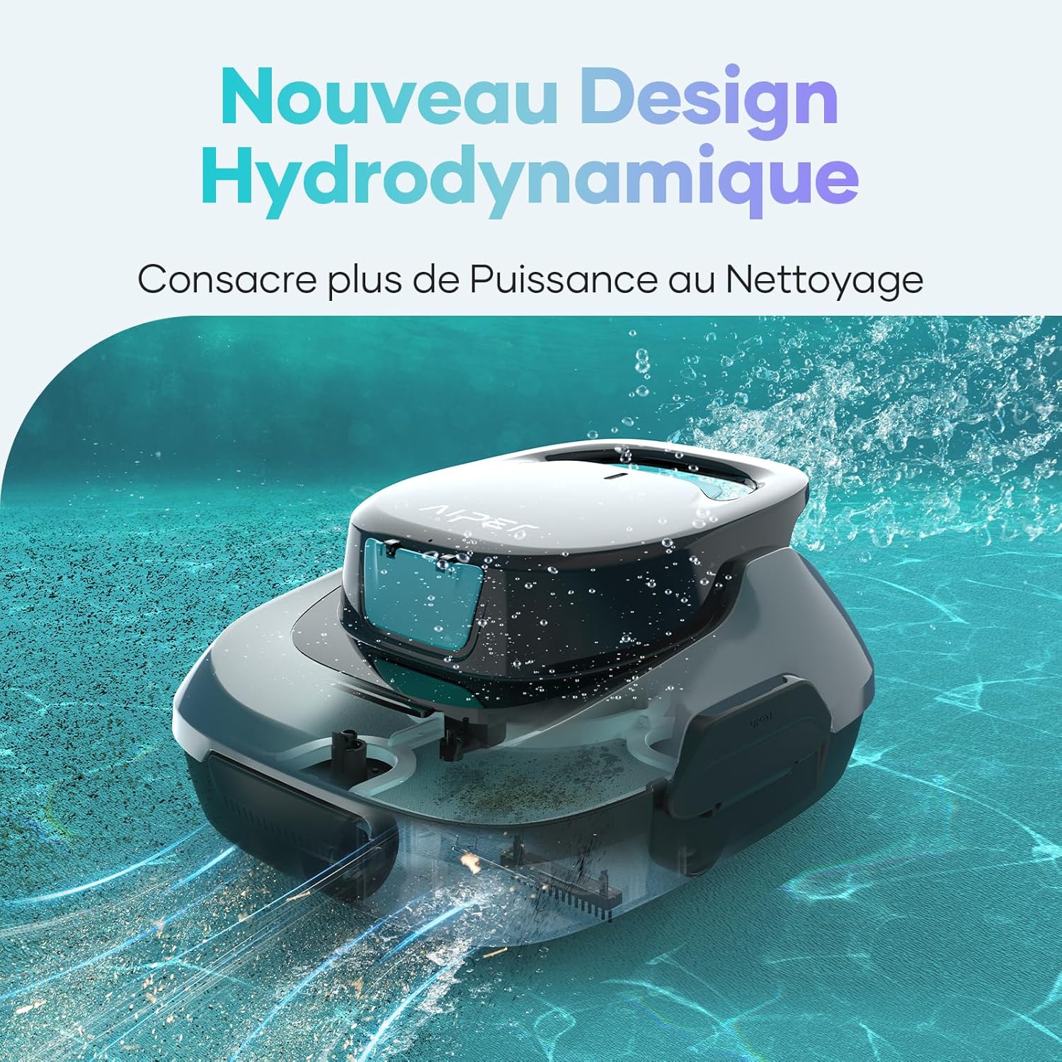 Aspirateur de Piscine sans Fil, Deux Moteurs Puissants et Deux Brosses, 90 Min de Nettoyage Puissant, Automatique de Stationnement, Robot Piscine pour Piscines Hors Sol jusqu'à 80㎡ - Gris Souris Scuba SE
