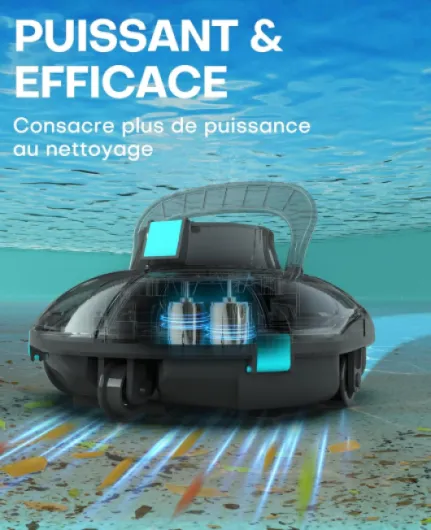 Winny 200 Robot Piscine, Aspirateur Piscine sans Fil avec Batterie, Autonomie 75 Min pour Piscines Hors-Sol 60m², Double Filtration,Stationnement Automatique(Transparent Noir)