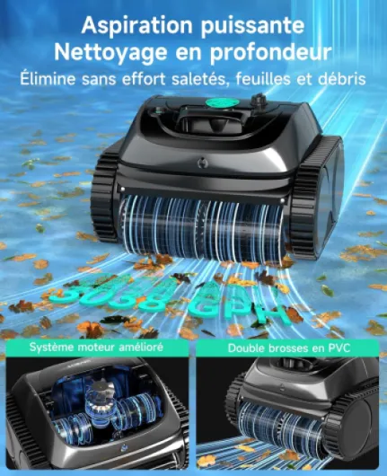 C1 Robot Piscine Fond et Parois 150 Min Aspirateur Piscine avec Planification Intelligente des itinéraires, Nettoyage entièrement Automatique du Sol, des Lignes d'eau et des Murs, jusqu'à 150m²