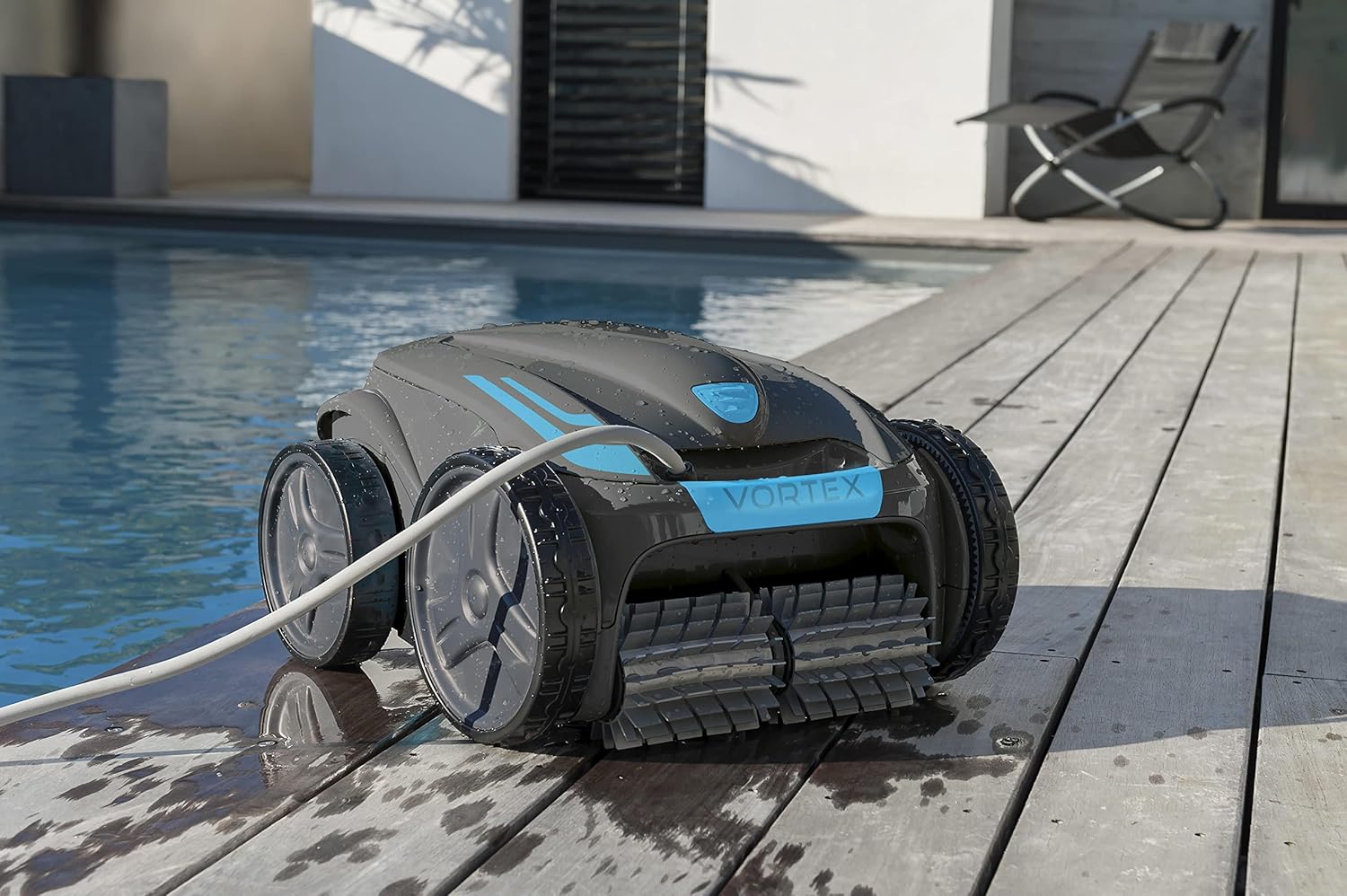 Robot Piscine Vortex 4WD Zodiac - pour piscines 12x6 m - Nettoie Fond, parois et Ligne d’Eau - Indicateur de Filtre Plein - Câble Swivel de 18 m avec système Anti-emmêlement + Chariot - OV 5300 SW