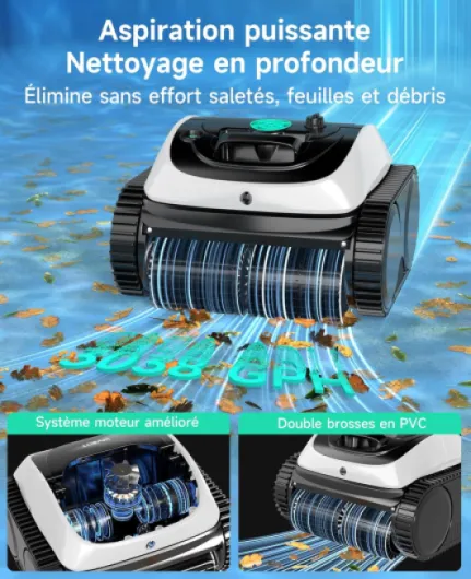 C1 Robot Piscine Fond et Parois 150 Min Aspirateur Piscine avec Planification Intelligente des itinéraires, Nettoyage entièrement Automatique du Sol, 150m² Nettoyage Rapide(Vert Blanc)
