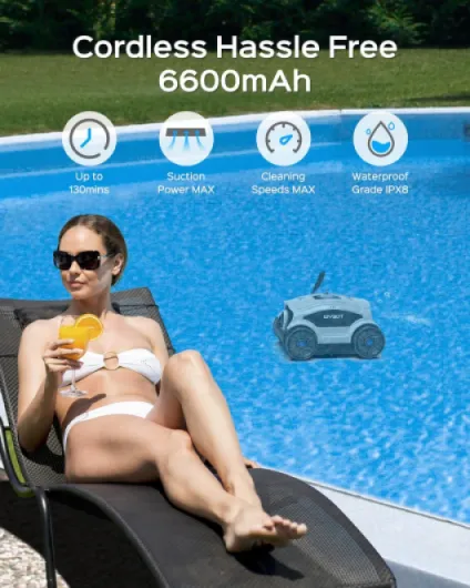 Robot de Piscine pour 130 Minutes D'utilisation, Aspirateur de Piscine Puissant, Double Moteur, évacuation Rapide de l'eau, Aspirateur pour Piscines Hors-Sol/extérieures Jusqu'à 100m²