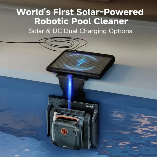 S2 Solar Robot Piscine Sans Fil, Avec Plan De Nettoyage Intelligent, Nettoyage Partiel De Précision, retour et solaire charge automatiques, Système d'adsorption 3D, Ideal for 300 m²(Gris/orange)