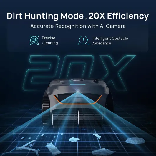 C2 Vision AI caméra Robot Piscine sans Fil avec Batterie, Robot de Piscine Sol et Mur, Filtration à Deux Couches, Aspiration puissante, pour piscines enterrées jusqu'à 180㎡(Blanc-Orange) Gris-Orange