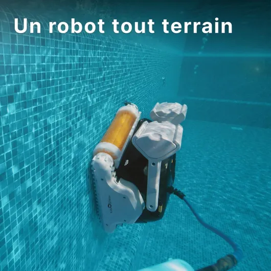 EX40 Robot Nettoyeur électrique avec Fil pour Piscine Hors-Sol Jusqu’à 12 m - Nettoyage Fond et parois - Système de Scan Intelligent