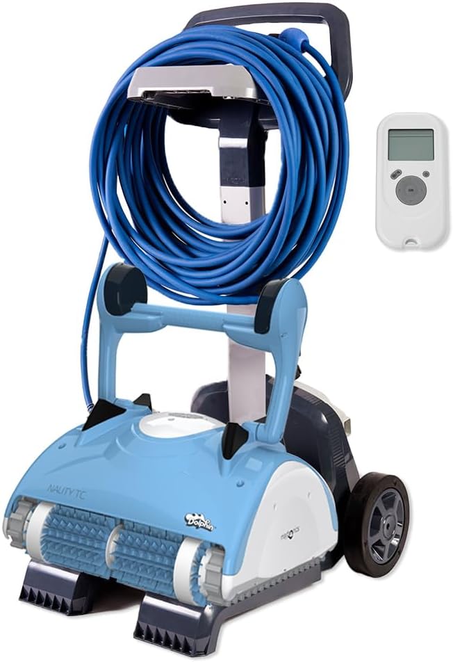 Nauty TC - Robot Piscine Fond Parois et Ligne d'eau, Piscine Jusqu'à 12m de Longueur, Cycles 1h ou 3h, Caddy et Télécommande