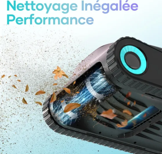 Robot de Piscine sans Fil, Robot Aspirateur Piscine Fond et Parois, WavePath Navigation 2.0, Nettoyage Périodique, 150 Minutes de Fonctionnement, pour Les Piscines Enterrées Jusqu'à 150㎡ (Gris) Noir