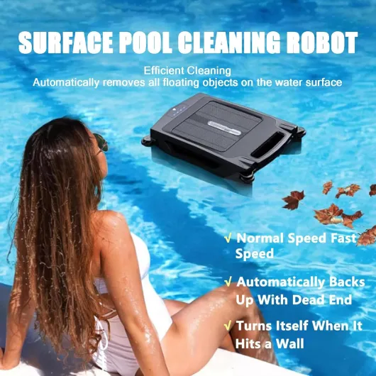Robot Nettoyeur De Piscine Automatique, Double Mode Solaire Et Charge, Surface De Nettoyage Maximale De 100 m², Batterie De 2500 Mah,Fully-Automatic