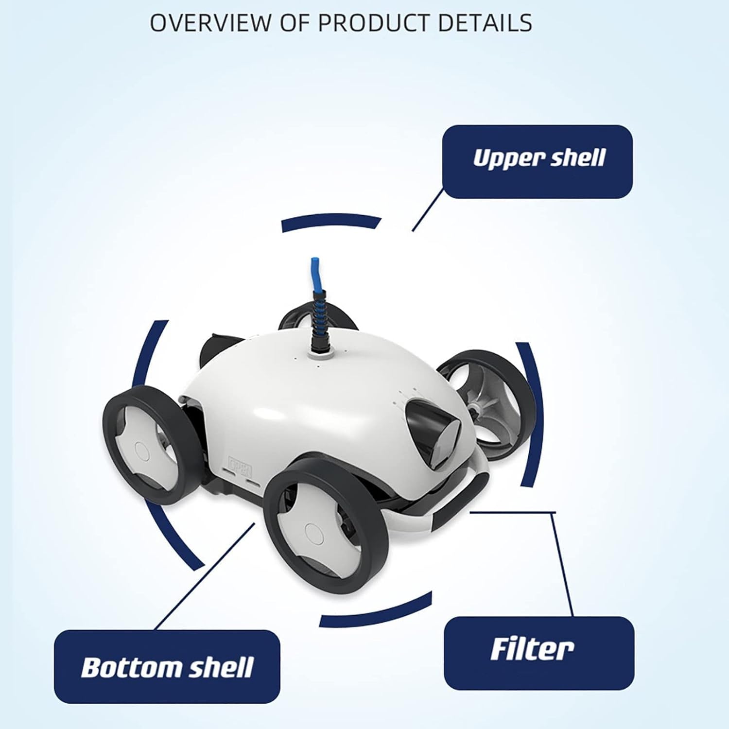 Aspirateur robotique Automatique de Piscine, Nettoyeur de Piscine sans Fil, autonomie maximale de 90 Minutes, aspirateur de Piscine pour Piscine Plate Hors Sol/enterrée jusqu'à 730