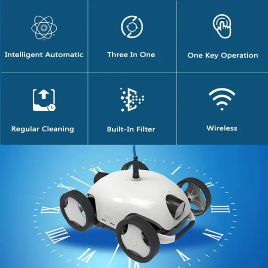 Aspirateur de Piscine sans Fil, Robot aspirateur de Piscine Automatique, autonomie maximale de 90 Minutes, aspirateur de Piscine pour Piscine Plate Hors Sol/enterrée jusqu'à 730 m²