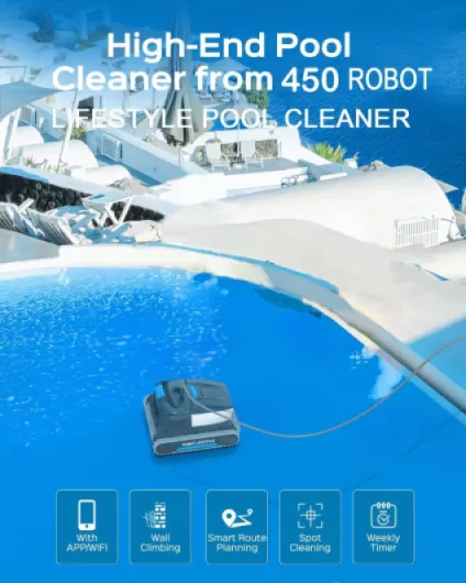 Robot nettoyeur piscine, aspirateur piscine robotisé télécommande for mur d'escalade avec mode APP, peut grimper aux murs,15m³/h,planification d'itinéraire intelligente,jusqu'à 98 pieds de longueur