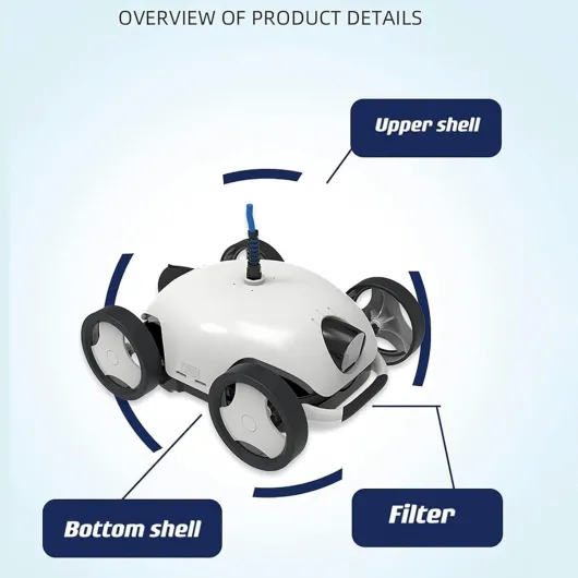 Aspirateur de Piscine Autonome sans Fil, Robot Nettoyeur de Piscine, Auto-Parking, avec Une autonomie maximale de 90 Minutes, Aspiration puissante à 2 Moteurs