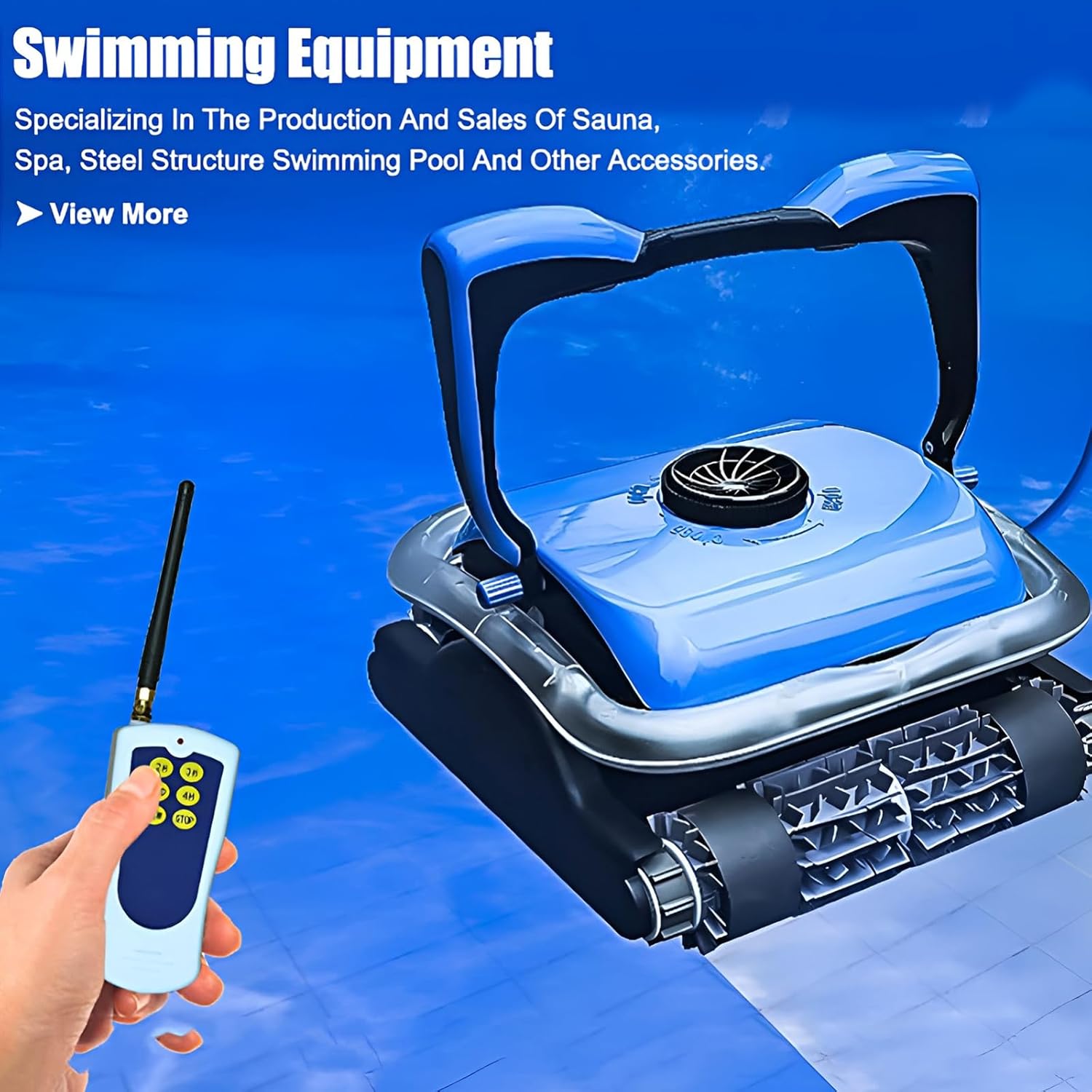 Robot Nettoyeur de Piscine Automatique avec télécommande, aspirateur de Piscine avec Ascension Murale, câble Flottant de 18 m, Bande Lumineuse LED intégrée, pour Piscine de 400 à 800 m²