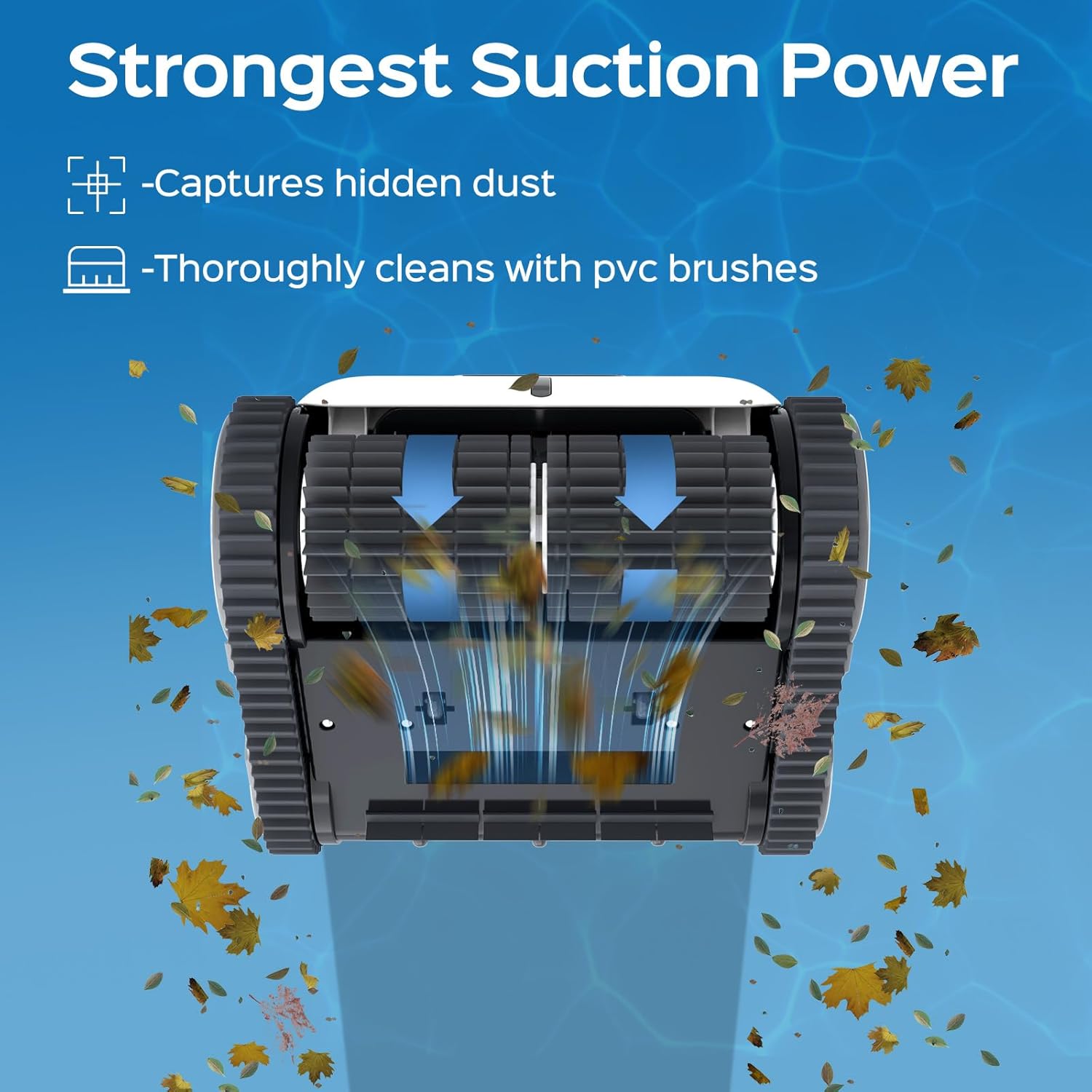 Robot Piscine sans Fil pour 120 mins, Nettoyage Automatique du Sol, Ligne d'eau et des Murs, avec Charge Rapide, Aspirateur Piscine pour Piscines Hors Sol ou Enterrées Jusqu'à 120 ㎡