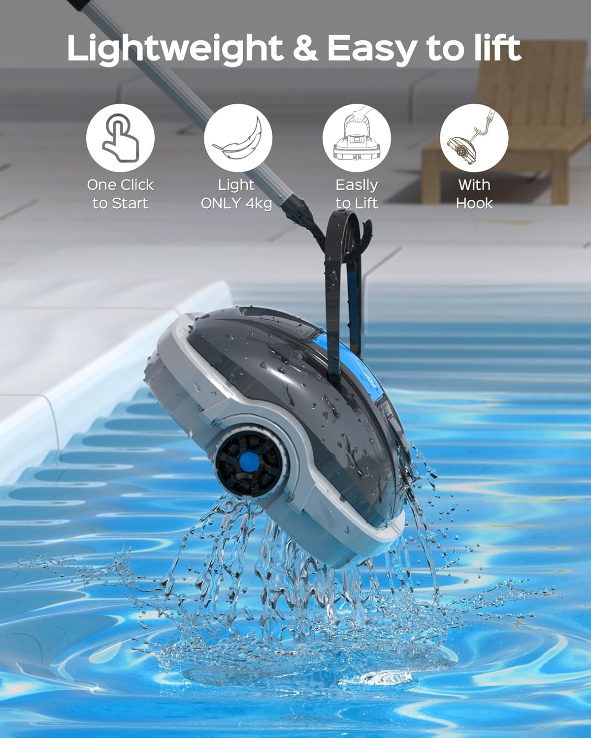 Robot Piscine sans Fil pour Piscine Hors Sol Jusqu'à 80m², Double Motorisation Aspirateur Robot Piscine 100 Minutes d'Aspiration Puissante Robot - Stationnement Automatique Gris foncé