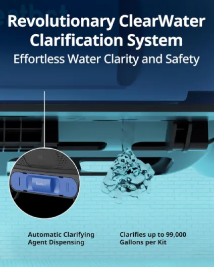 ISkim Ultra Robot de Nettoyage et d'écumage de Surface à énergie Solaire, Deux Options de Recharge, Clarification de l'eau, Nettoyage des Bords et des Coins, optimisation de trajectoire en S bleu glace