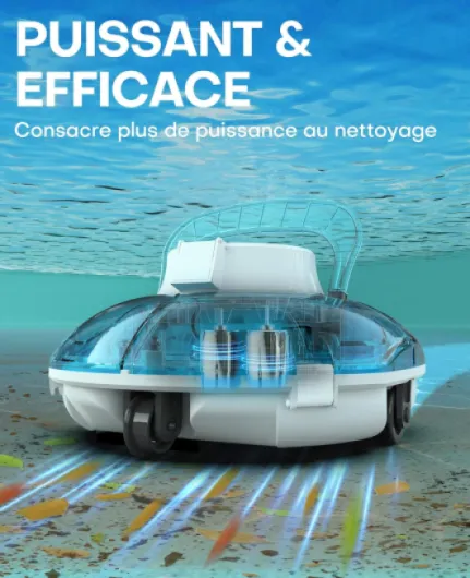 Winny 200 Robot Piscine, Aspirateur Piscine Sans Fil Avec Batterie, Autonomie 75 Min pour Piscines Hors-Sol 60m², Double Filtration,Stationnement Automatique(Transparent Bleu-Blanc)