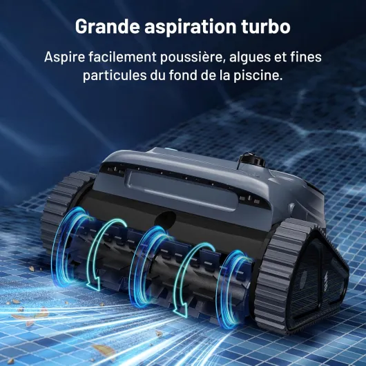 W10 P10 Robot Piscine sans Fil, Aspirateur Piscine avec Navigation IA, Nettoyage Fond/Parois/Ligne d’Eau, 180 Min d’Autonomie, pour Piscines Jusqu’à 200 m², Bleu Roi