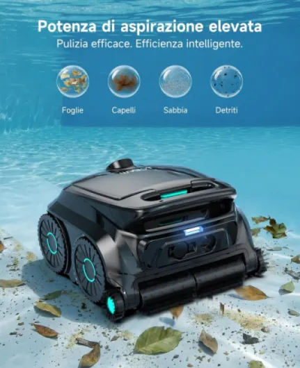 OS600 Robot Piscine sans Fil, Nettoyage Fond Et Parois, Autonomie 120 Min, Navigation Intelligente, Stationnement Automatique, pour Piscines Enterrées Et Hors-Sol, Noir-Vert