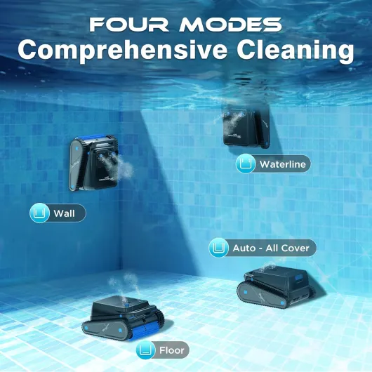 (2026 Nouveau) EVERCROSS BOT Robot Piscine sans Fil Fond et parois avec Ligne d’Eau, 120 Min, App, Navigation Intelligente, Jusqu’à 200㎡ Noir