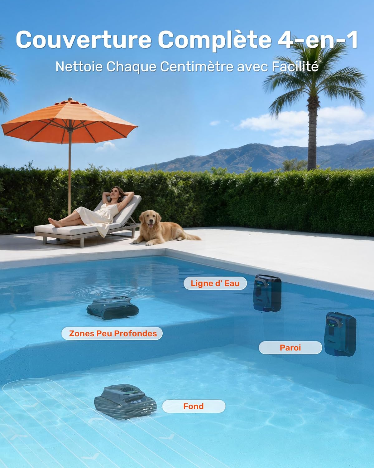 (2026 Nouveau) Gosvor LiteVac G1 Robot Piscine Fond et Parois, 6,9 kg Ultra Léger, Jusqu’à 200 Min d’Autonomie, Double Filtration, Navigation Intelligente & App, pour Piscines Jusqu’à 200 m² Gris