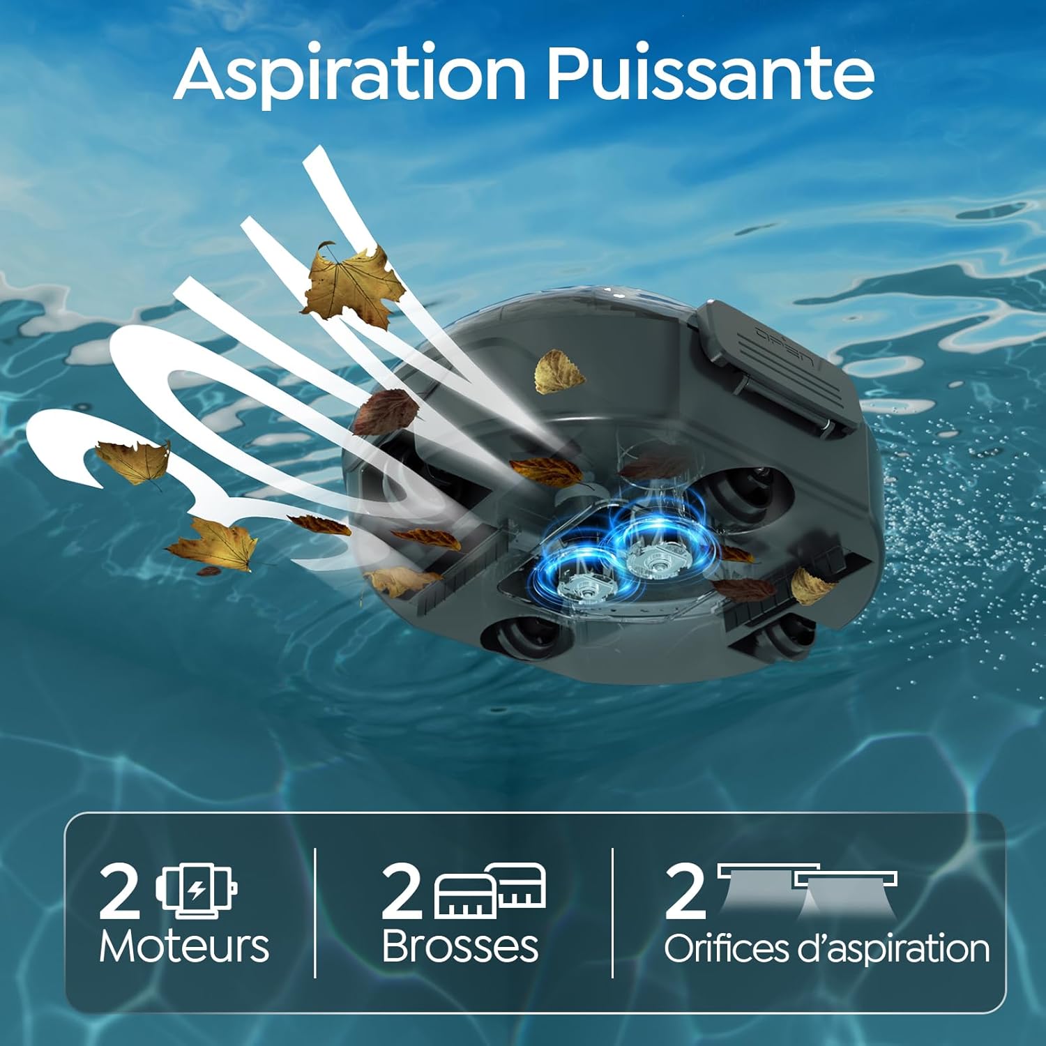 S2 Robot Piscine, Aspirateur sans Fil Rechargeable, Filtration Double, Double Moteur, 90min Fonctionnement, 2,5H Charge Rapide, Stationnement Auto, pour Piscines à Fond Plat jusqu'à 80m²,Gris