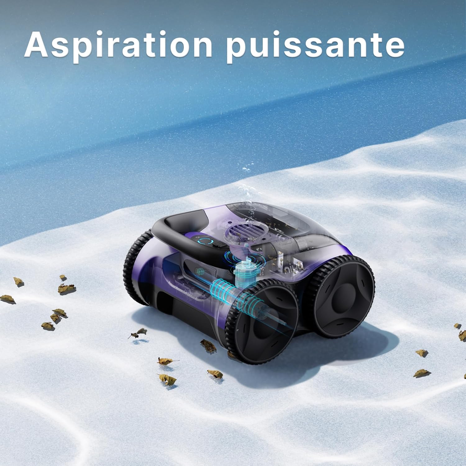 Niya Sonar 20 Aspirateur Piscine sans Fil, 90Min d'Autonomie, Navigation Intelligent, Nettoyage du Fond, pour Piscines Hors-Sol et Enterrées jusqu'à 8m