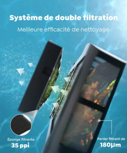 C1 Robot de Piscine Fond et Parois, Ligne d'eau, Double Filtre, Robot Piscine sans Fil, 7 Modes de Nettoyage, 170-180 Min d'Autonomie, Puissant Aspirateur pour Piscines jusqu'à 160 m²