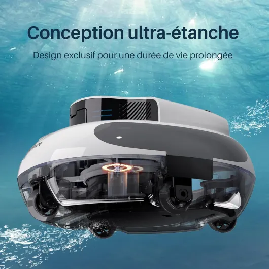Aspirateur de Piscine, 5000 mAh, Double Moteur - Indicateurs LED - Fonction Auto-stationnement - IPX8 - Robot de Piscine sans Fil pour piscines, pour Piscine Plate Max 90㎡,Blanc Robot-Blanc-2026