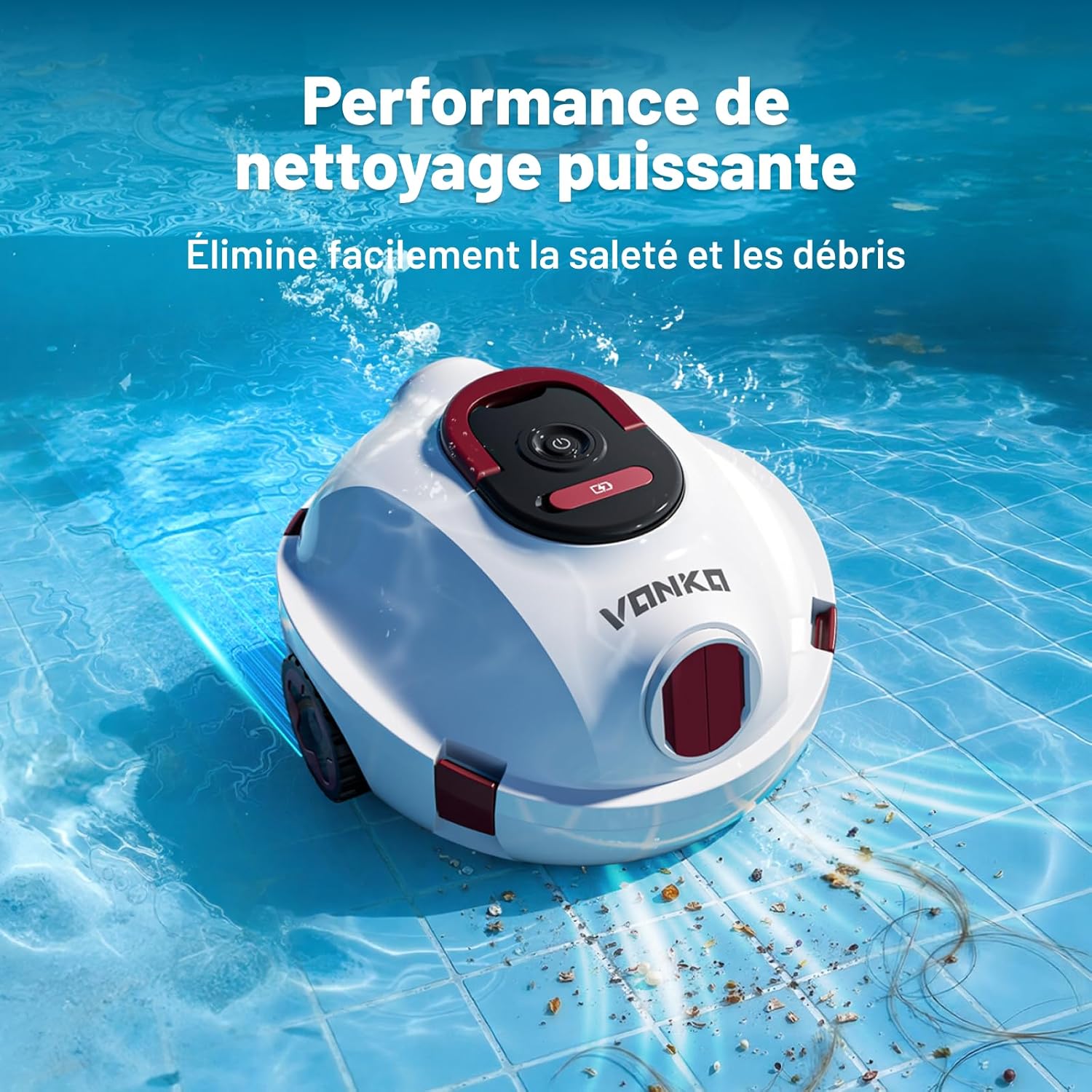 P10 Robot Piscine sans Fil, Aspirateur Automatique Piscine Hors Sol, Autonomie 100 Min, Retour Automatique, Portable, Idéal pour Les Piscines Hors Sol 100㎡, Blanc ivoire