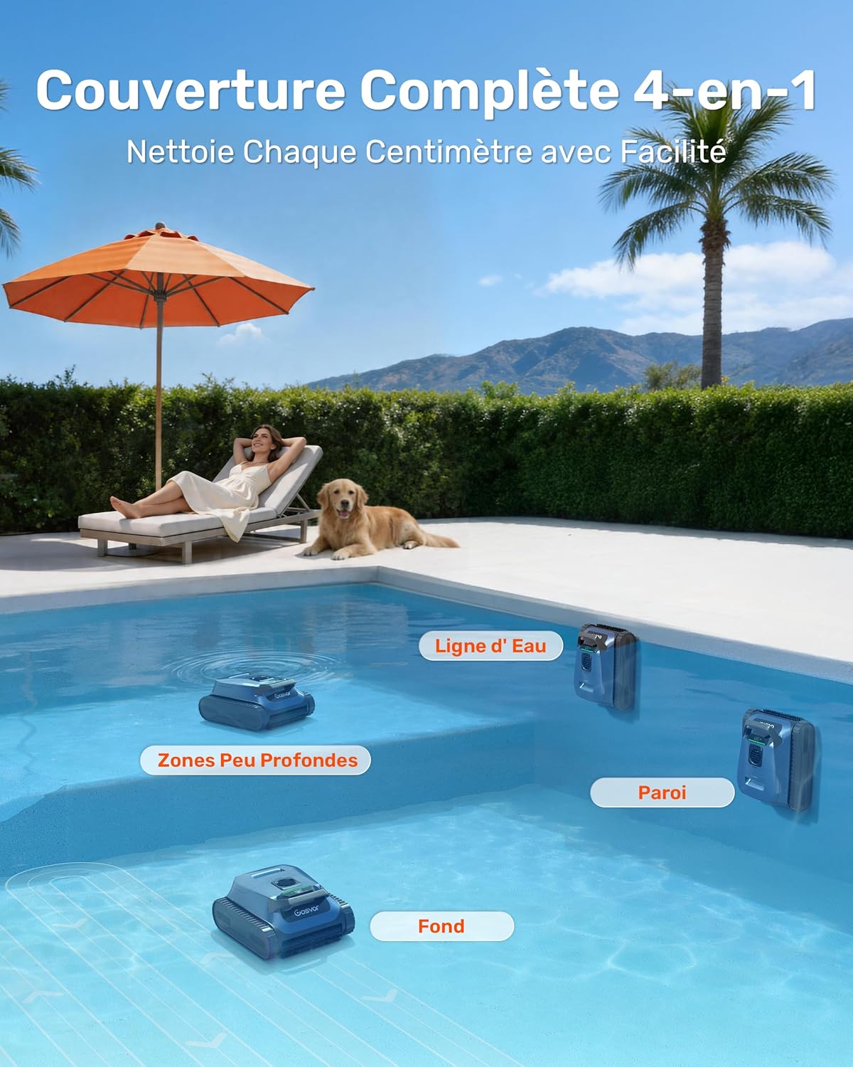LiteVac G1 Robot Piscine Fond et Parois, 6,9 kg Ultra Léger, Jusqu’à 200 Min d’Autonomie, Double Filtration, Navigation Intelligente & App, pour Piscines Jusqu’à 200 m² Blue