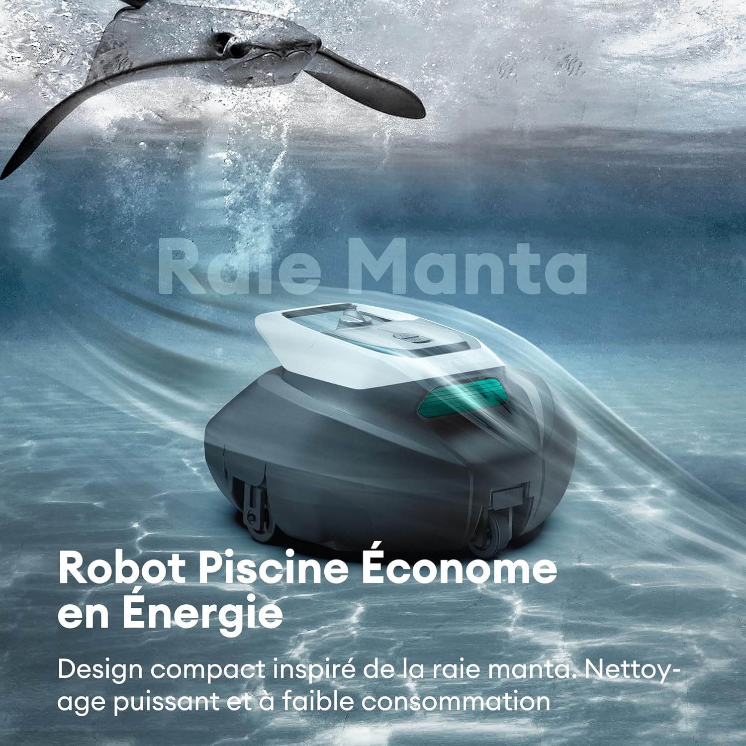 Pooleco 10s Robot Piscine, 80㎡ APP Contrôle, Robot Piscine sans Fil Autonome 90min, Nettoyage Complet pour Fond de Piscine, Haute Aspiration pour Toutes Surfaces Turquoise