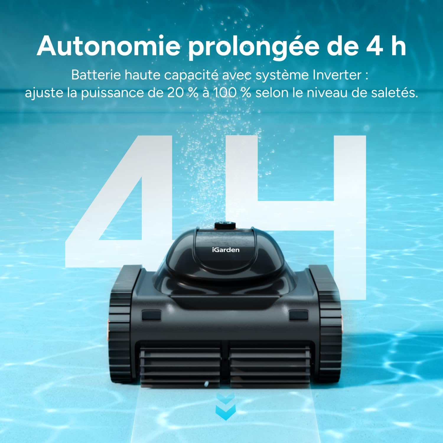 Série KN Robot de Piscine, 240Min, Navigation Intelligente, Full-Inverter, 17000L/h, Filtre 3,2L – Nettoie Fond, Parois et Ligne d'eau, pour Piscines Hors-Sol & Enterrées Noir - 240 Min