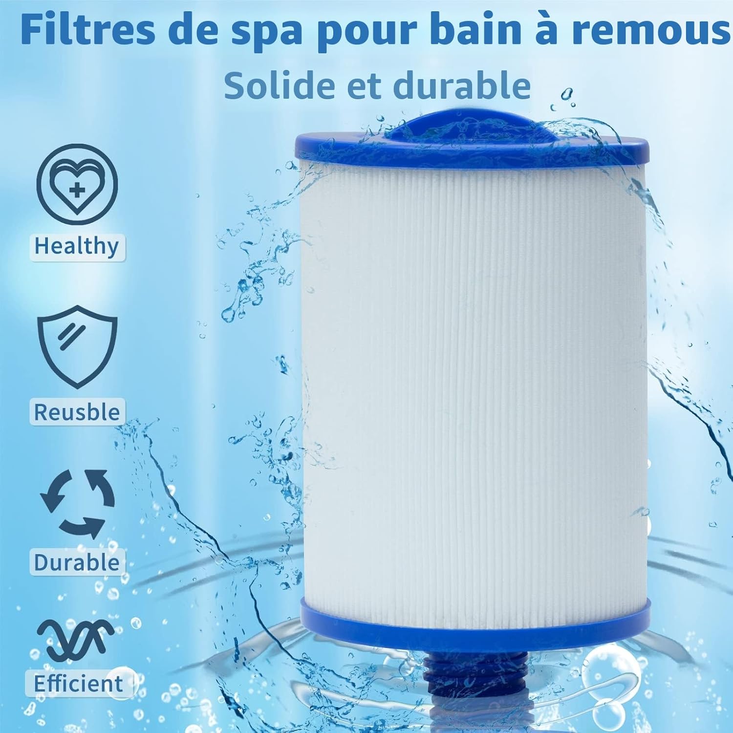 Lot de 2 filtres de spa, filtre Pww50 compatible avec le filtre de Spa, remplace pour Unicel 6CH-940, Filbur FC-0359, pour Waterway Plastics 817-0050 2 Pièces.