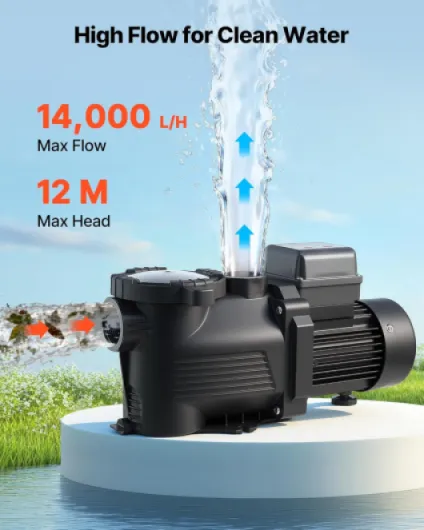 Pompe Piscine 550 W Pompe Filtration Piscine 14000 L/h pour Piscines Hors Sol Enterrées, Spa, Vitesse Unique, avec Panier Filtre, Minuterie, 3450 tr/min, Hauteur Refoulement 12 m, 220-240 V CA 550 W, 14000 L/H avec Minuterie
