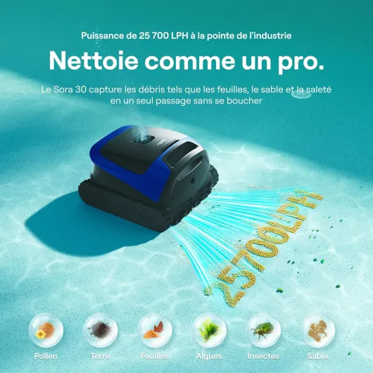 (2026 Upgrade) Beatbot Sora 30 Robot Piscine sans Fil, Aspirateur Piscine Puissant, Nettoyage Complet Fond Parois Ligne d’Eau, Retour Automatique en Surface, Autonomie 5h, Contrôle Via App Bleu Pétrole