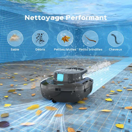 (2026 Upgrade) S1PRO Robot Piscine sans Fil, 120 Min d'Autonomie, Nettoyeur de Piscine, Double Moteur Aspirateur Piscine Hors Sol, pour Piscines Jusqu'à 100 m²(Gris Transparent)