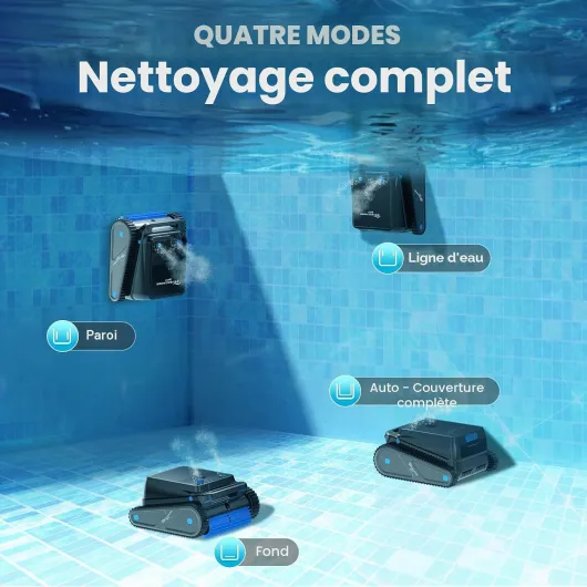 (2026 Nouveau) EVERCROSS BOT Robot Piscine sans Fil Fond et parois avec Ligne d’Eau, 120 Min, App, Navigation Intelligente, Jusqu’à 200㎡ Noir